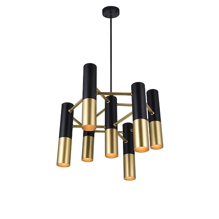 Cwi Lighting Anem 7 Light Down Chandelier With Matte Black & Satin Gold Finish 1015P17-7-129